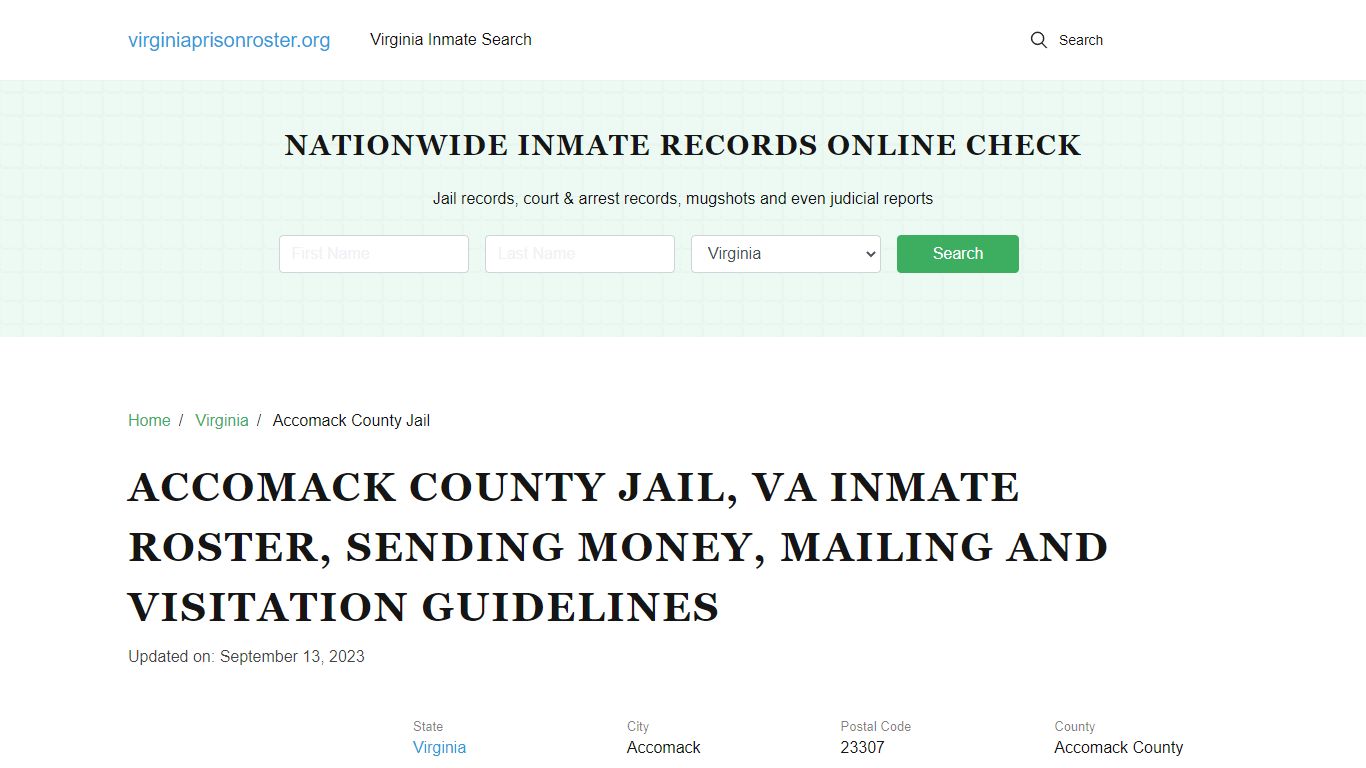 Accomack County Jail, VA: Offender Search, Visitation & Contact Info